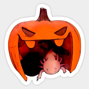 An axolotl who loves Halloween Sticker